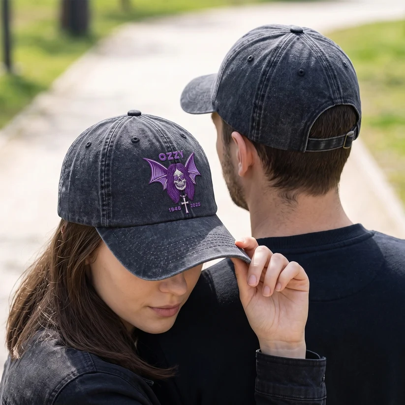 OZZ Gothic Bat Skull Distressed Cap